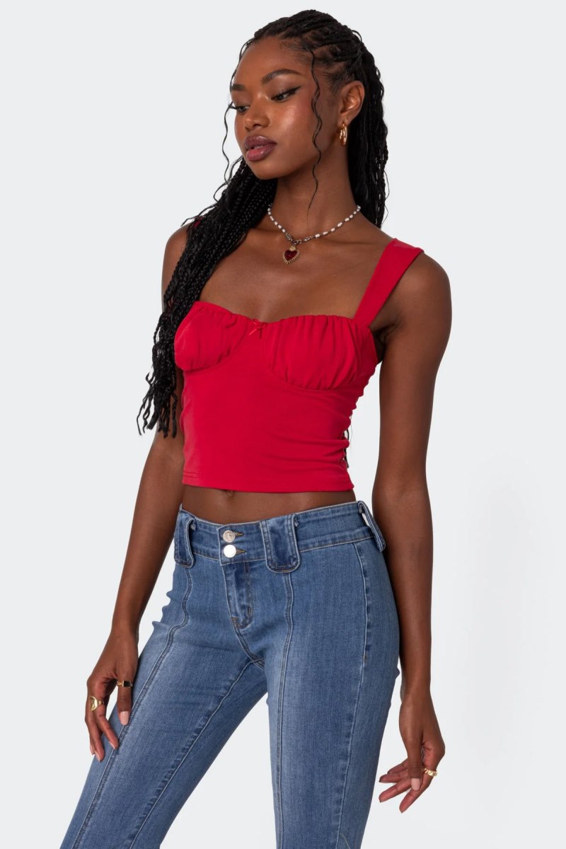 Edikted Danica Cupped Tank Top Red | USA FB222972W5