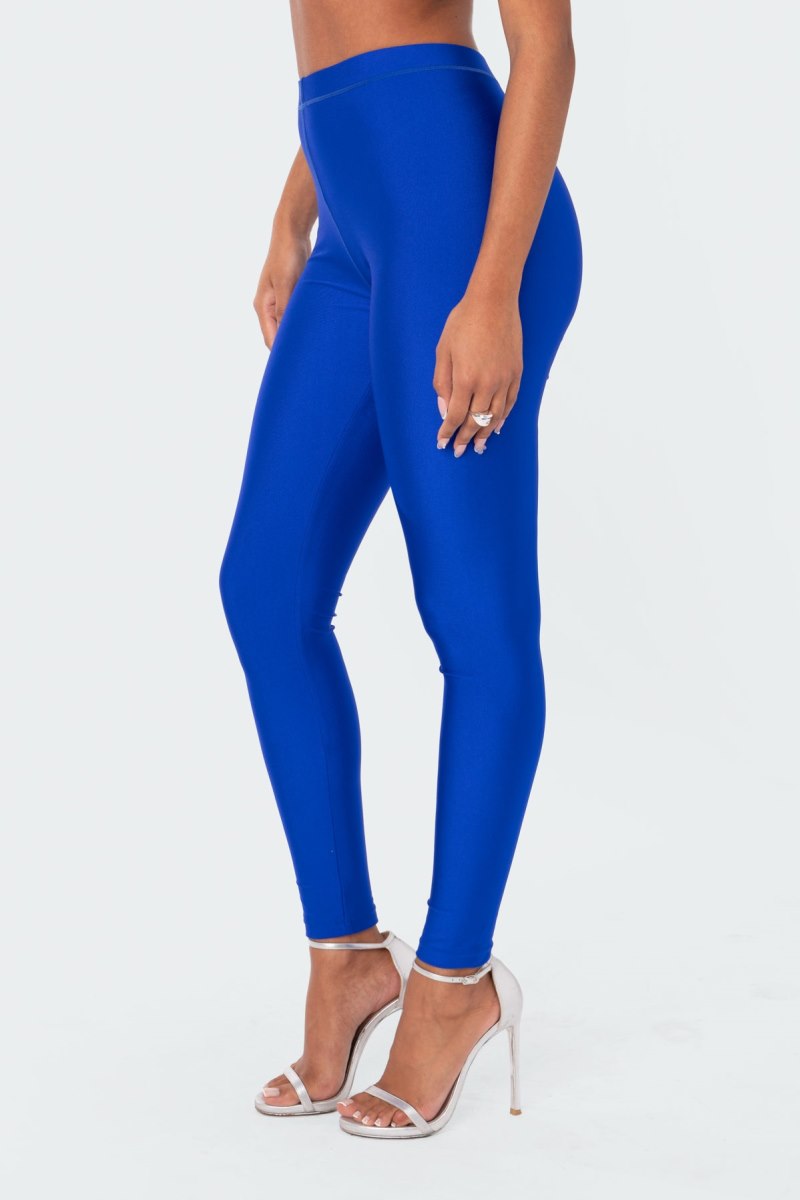 Edikted Daphne Shiny Leggings Pants Blue | USA FB316081O3