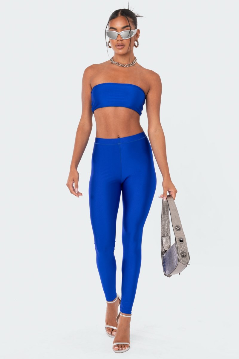 Edikted Daphne Shiny Leggings Pants Blue | USA FB316081O3