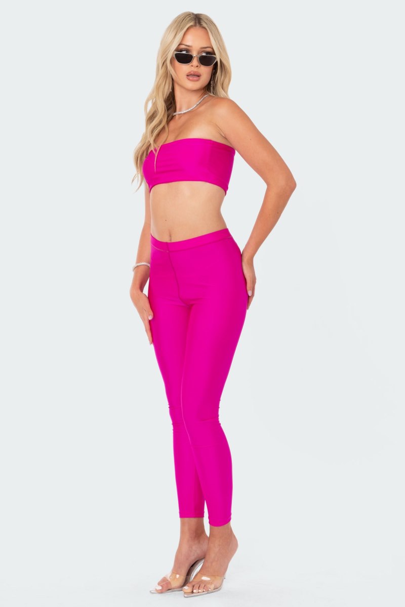 Edikted Daphne Shiny Leggings Pants Blue | USA SF457325Y8