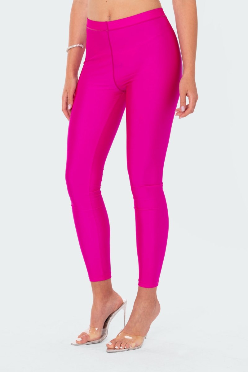 Edikted Daphne Shiny Leggings Pants Blue | USA SF457325Y8
