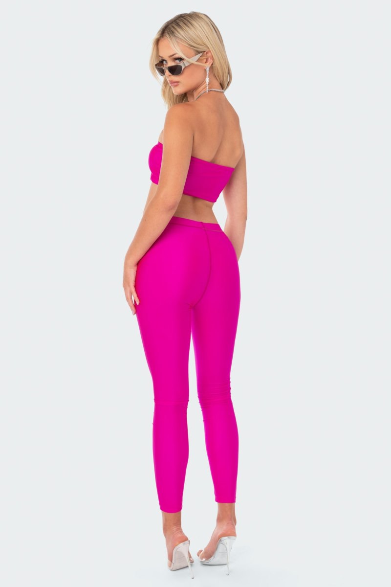 Edikted Daphne Shiny Leggings Pants Blue | USA SF457325Y8