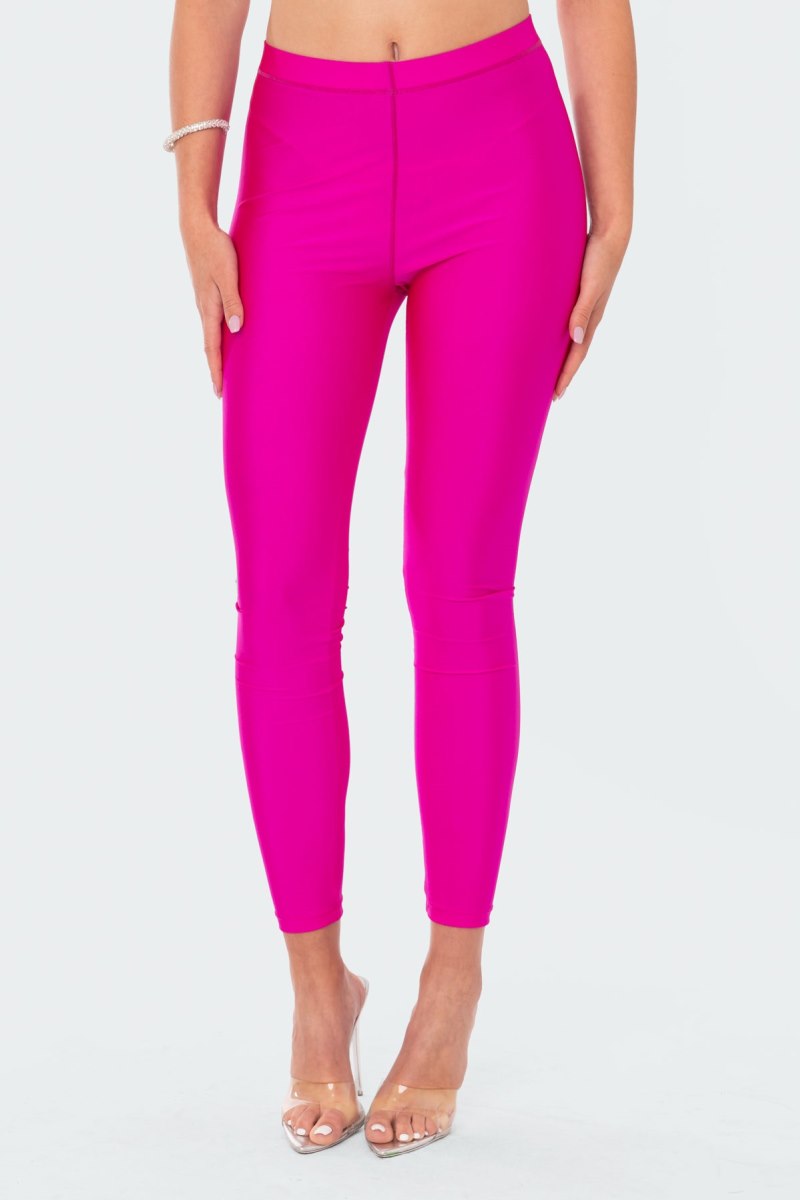 Edikted Daphne Shiny Leggings Pants Blue | USA SF457325Y8