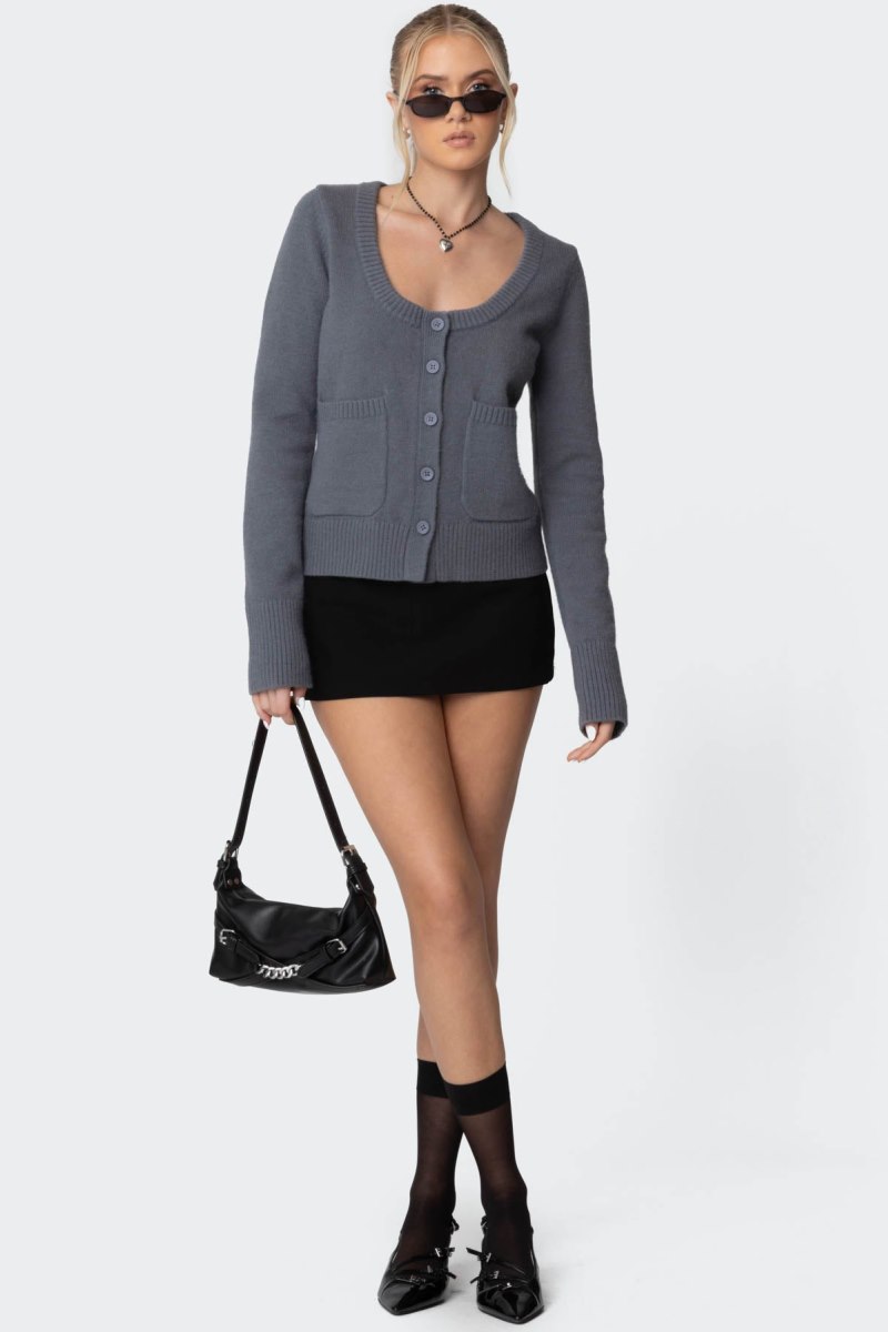 Edikted Daphnee Knit Cardigan Gray | USA NA469526H5