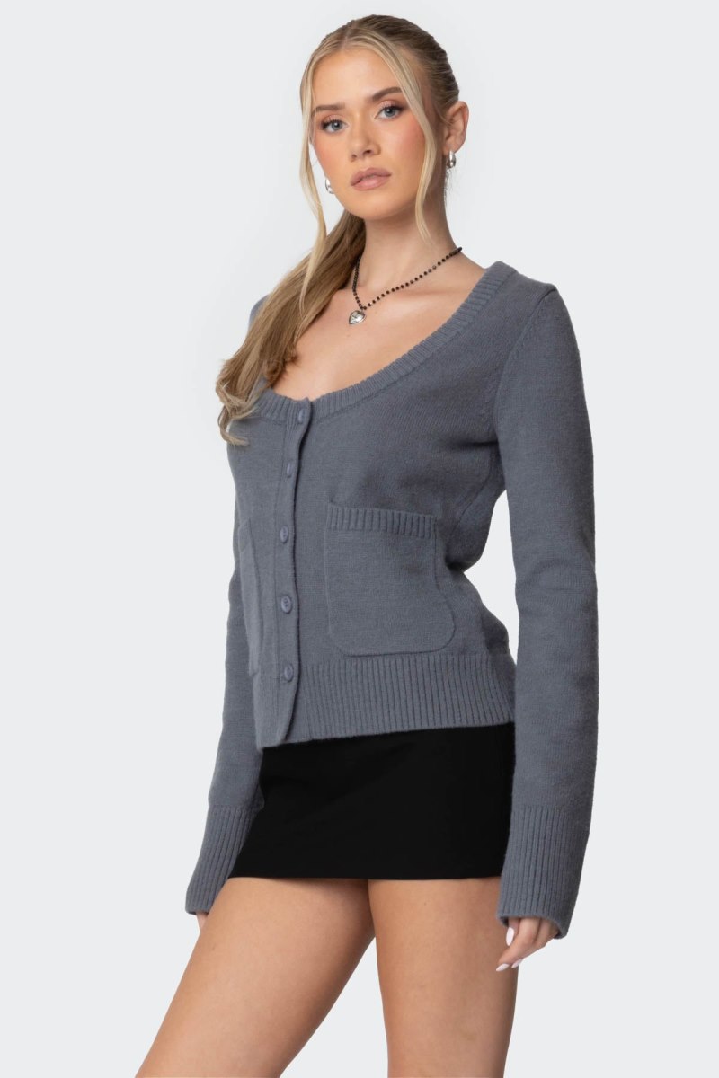 Edikted Daphnee Knit Cardigan Gray | USA NA469526H5