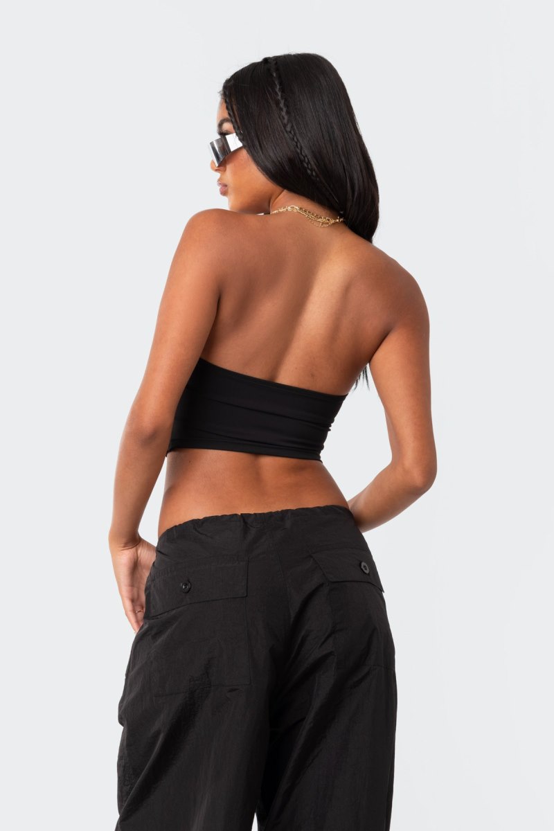 Edikted Darcey Cut-Out Tube Crop Tops Black | USA JW957595P1