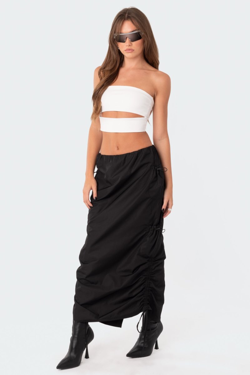 Edikted Darcey Cut-Out Tube Crop Tops Black | USA YV714621X0