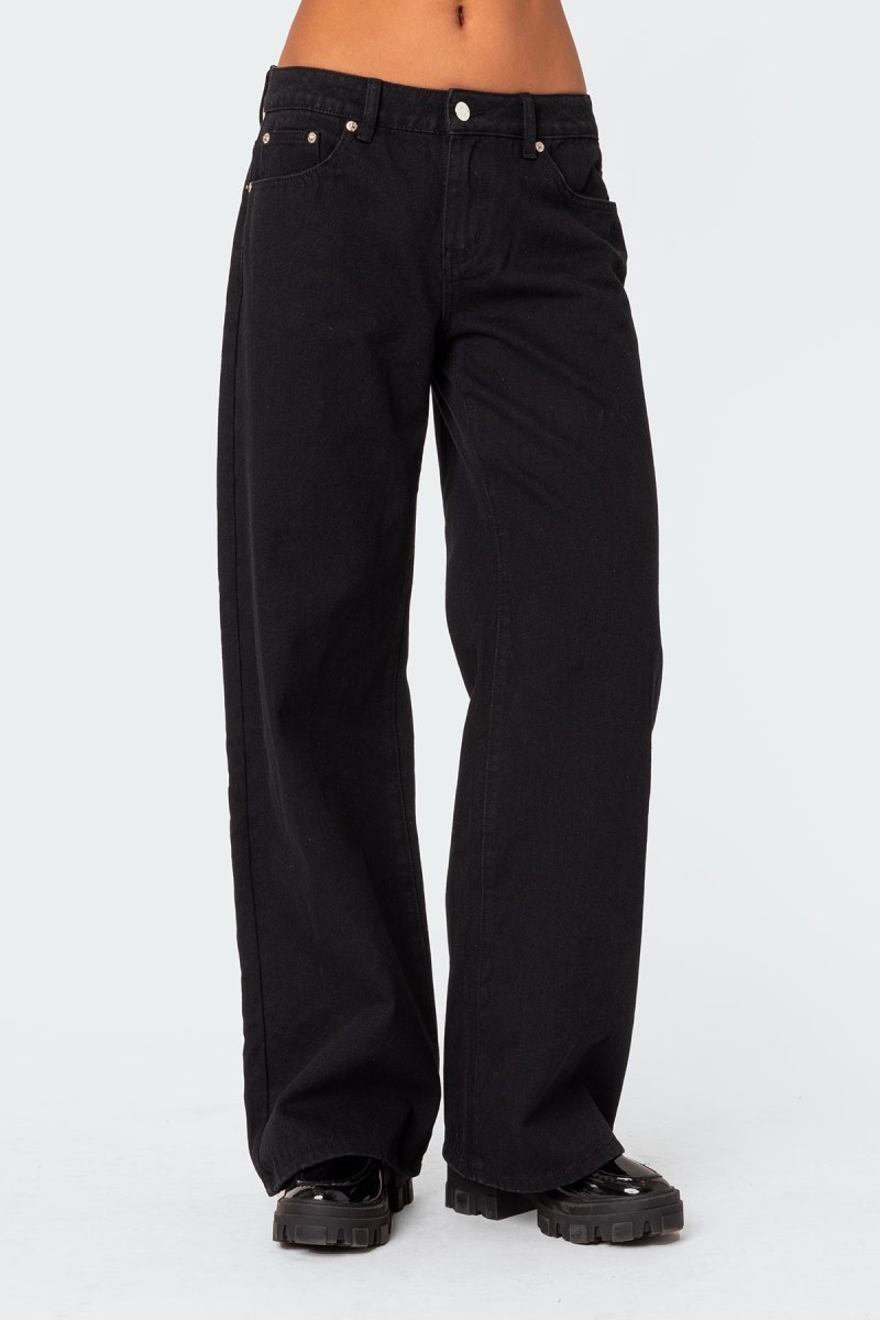 Edikted Daytime Low Rise Jeans Black | USA TR198949Q2