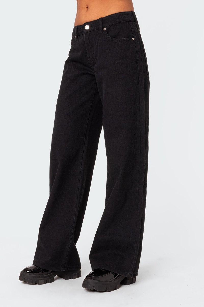 Edikted Daytime Low Rise Jeans Black | USA TR198949Q2