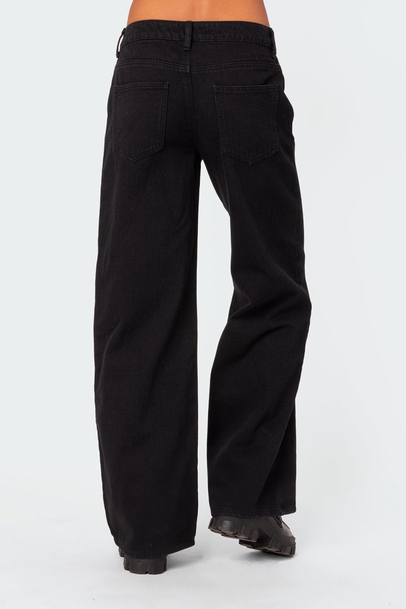 Edikted Daytime Low Rise Jeans Black | USA TR198949Q2