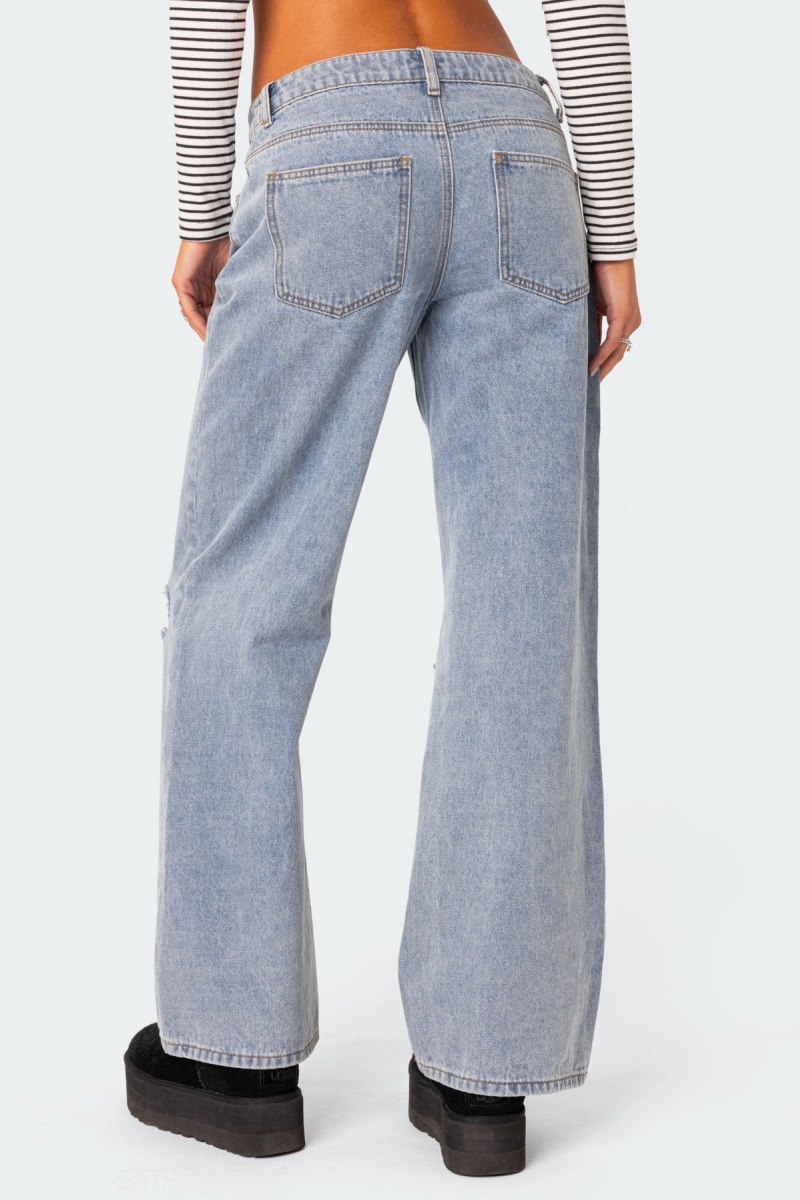 Edikted Debbie Distressed Low Rise Jeans Black | USA IT681048C2