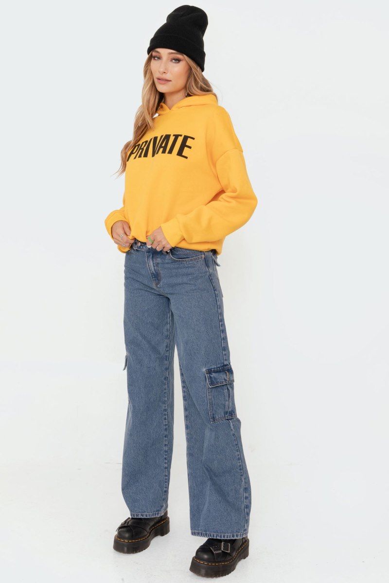 Edikted Deliah Low-Rise Cargo Jeans Cargo Pants Blue | USA WT855435J0