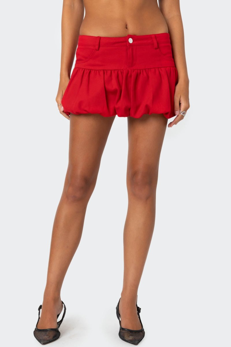 Edikted Denim Bubble Mini Skirts Red | USA DY074197X9
