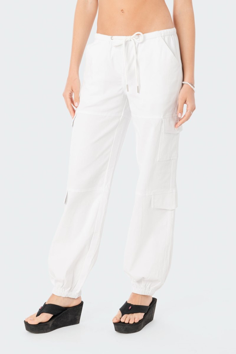 Edikted Denver Relaxed Cargo Pants White | USA MT147684D2