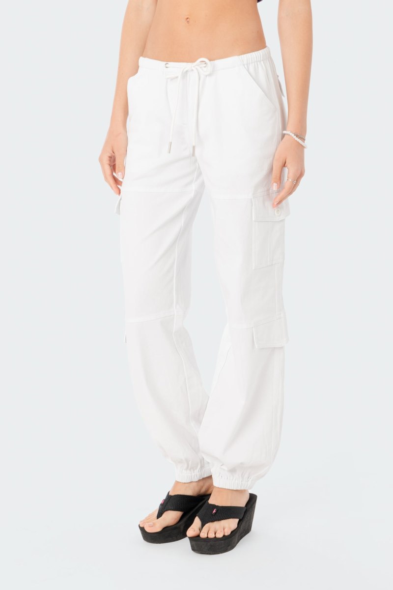 Edikted Denver Relaxed Cargo Pants White | USA MT147684D2