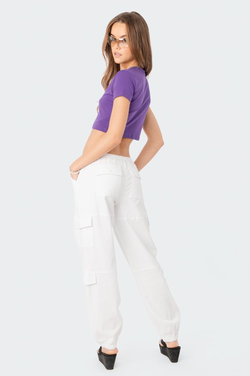 Edikted Denver Relaxed Cargo Pants White | USA MT147684D2