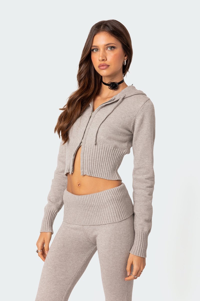 Edikted Desiree Knitted Hooded Cardigan Black | USA JD984088S0