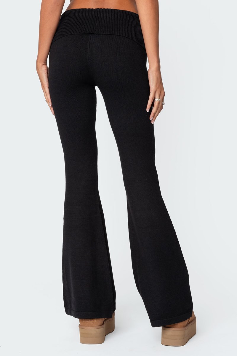 Edikted Desiree Knitted Low Rise Fold Over Pants Black | USA VB736803R6