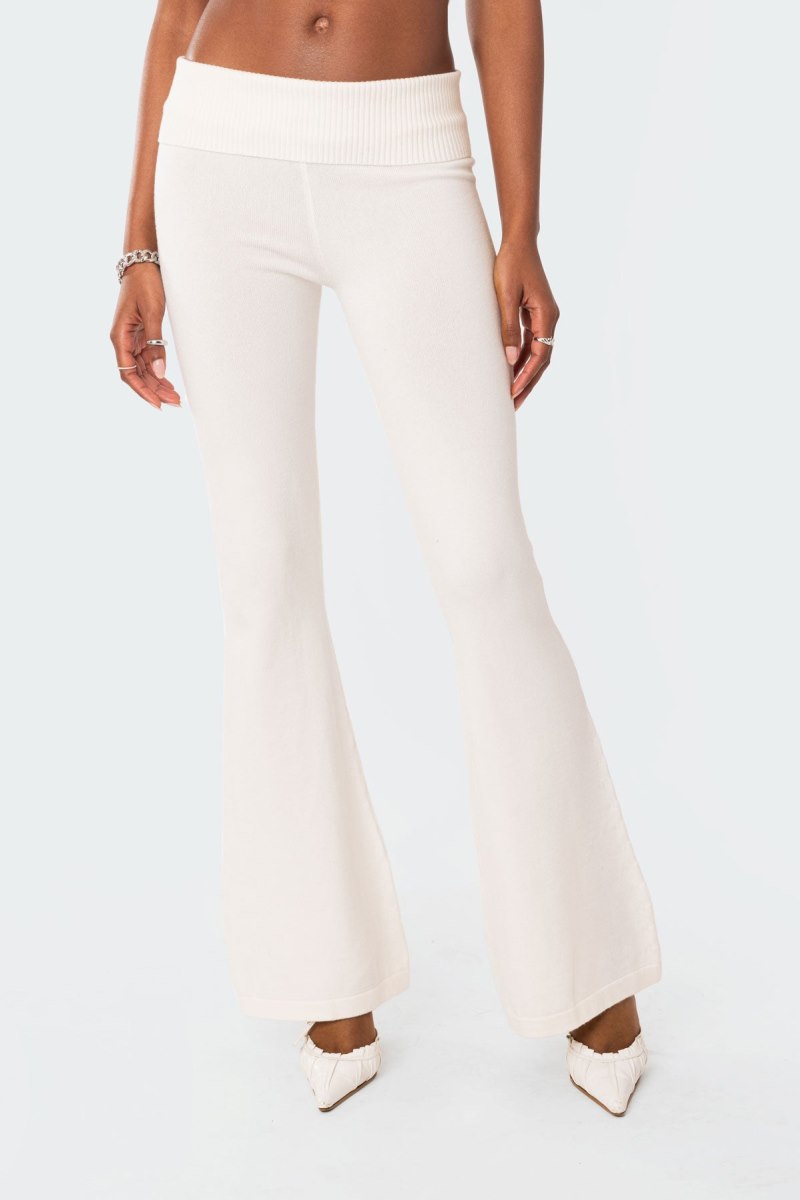 Edikted Desiree Knitted Low Rise Fold Over Pants Black | USA GU098869N0