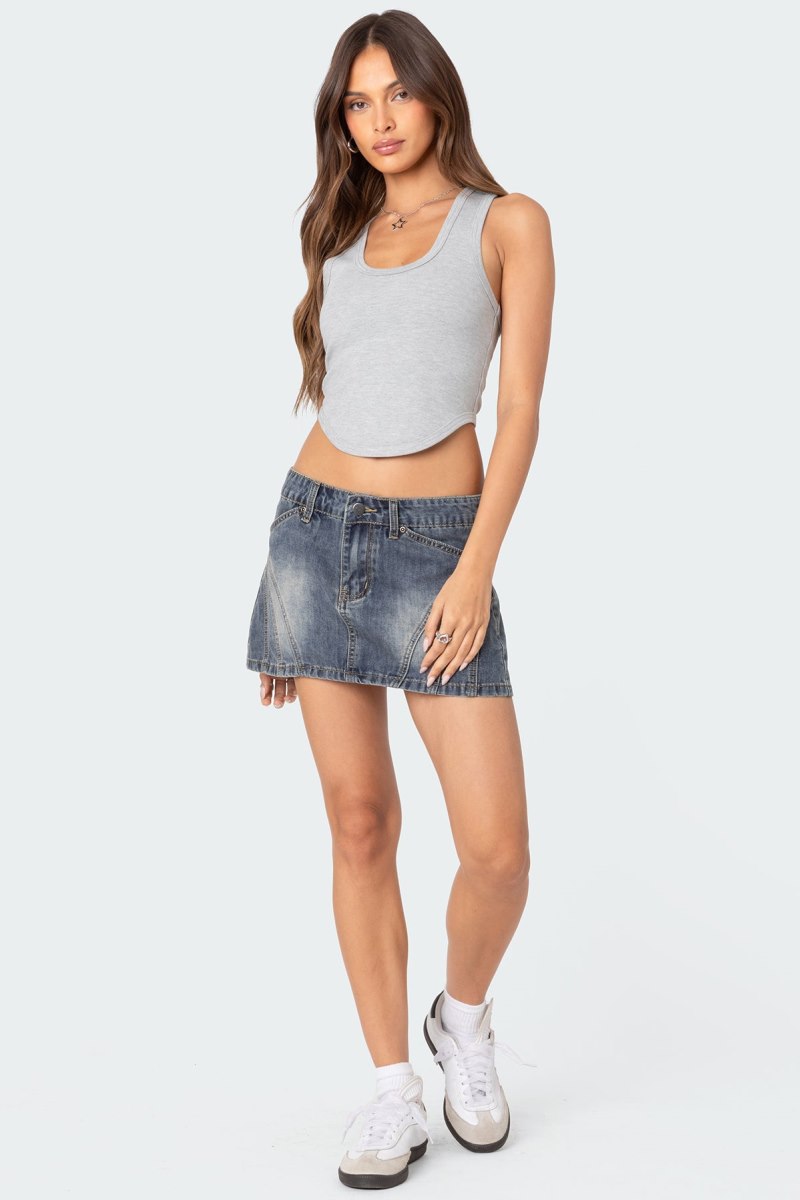 Edikted Dipped Racer Back Tank Top Light Gray Melange | USA PZ629422H7