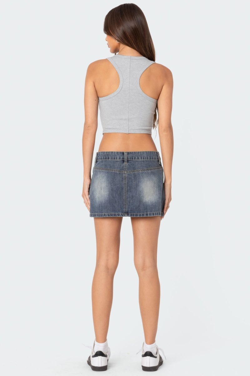 Edikted Dipped Racer Back Tank Top Light Gray Melange | USA PZ629422H7