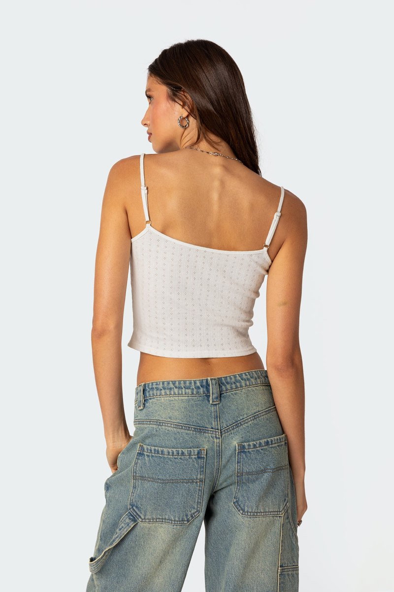 Edikted Divine Hearts Pointelle Tank Graphic Tops White | USA RZ307260R2
