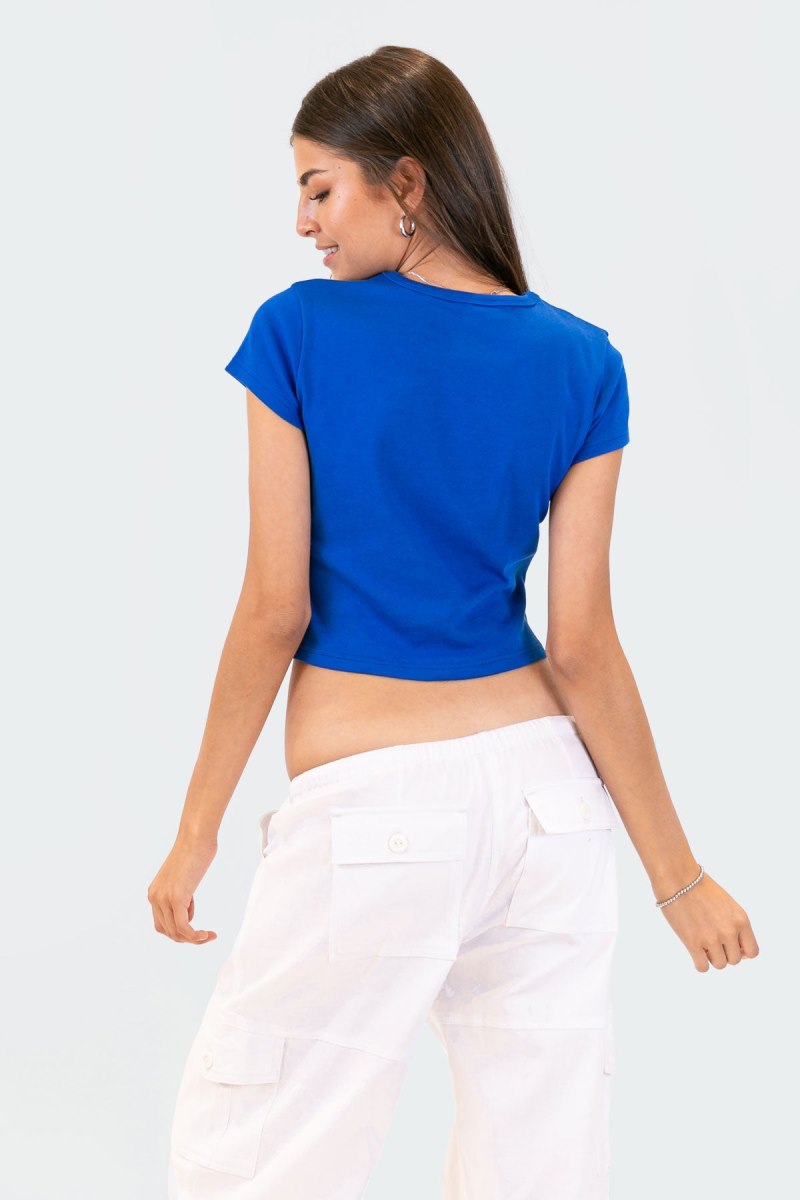 Edikted Do Not Disturb T Shirts Blue | USA DT688158F3