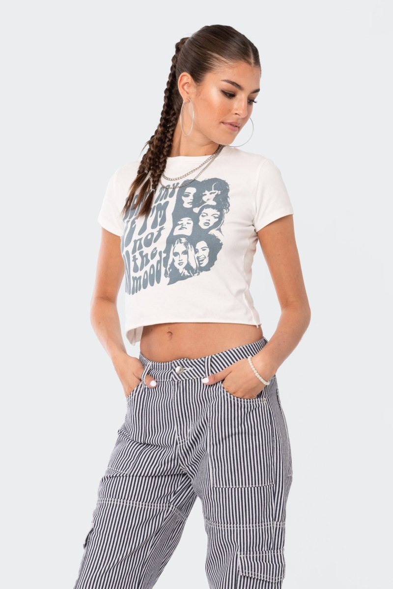 Edikted Don'T Try Me T-Shirt Graphic Tops White | USA NT268286I3