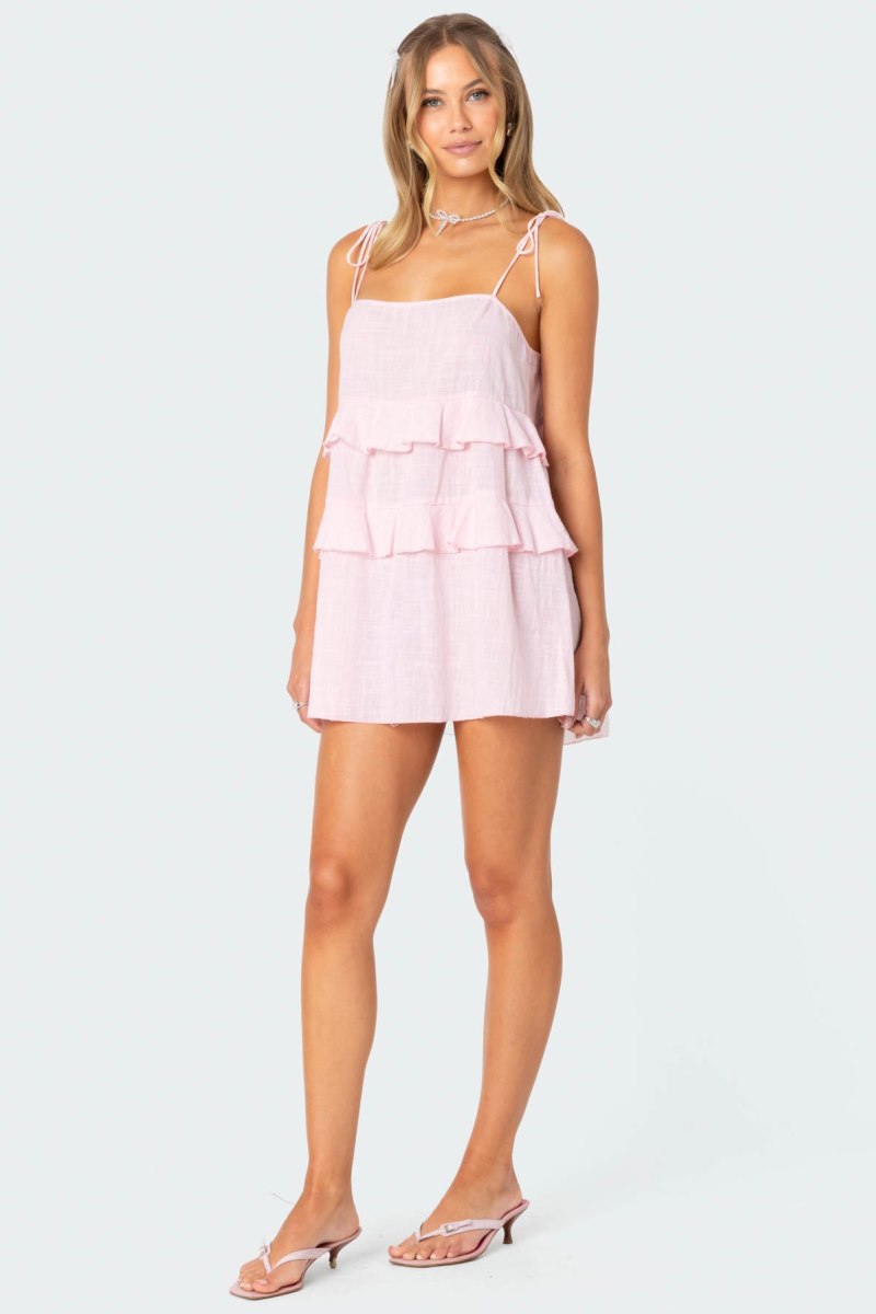 Edikted Dorothia Sheer Linen Look Mini Dress Burgundy | USA GE287188U2