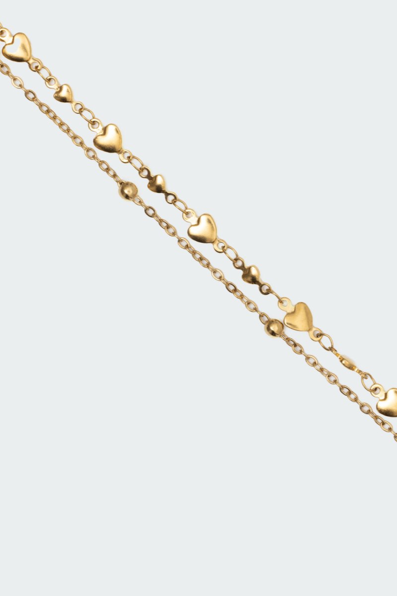 Edikted Double Chain Heart Bracelets Gold | USA EO755415G4