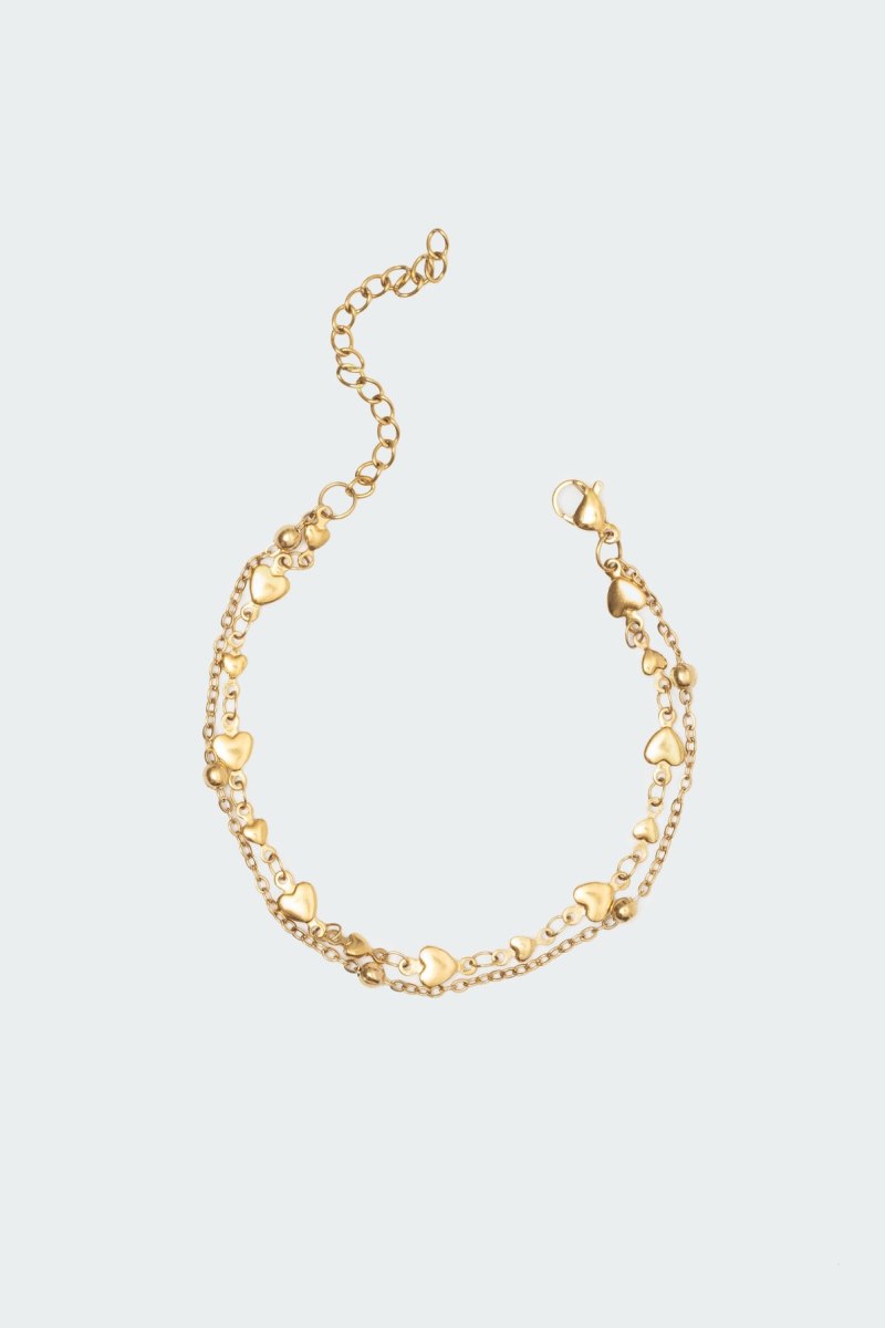 Edikted Double Chain Heart Bracelets Gold | USA EO755415G4