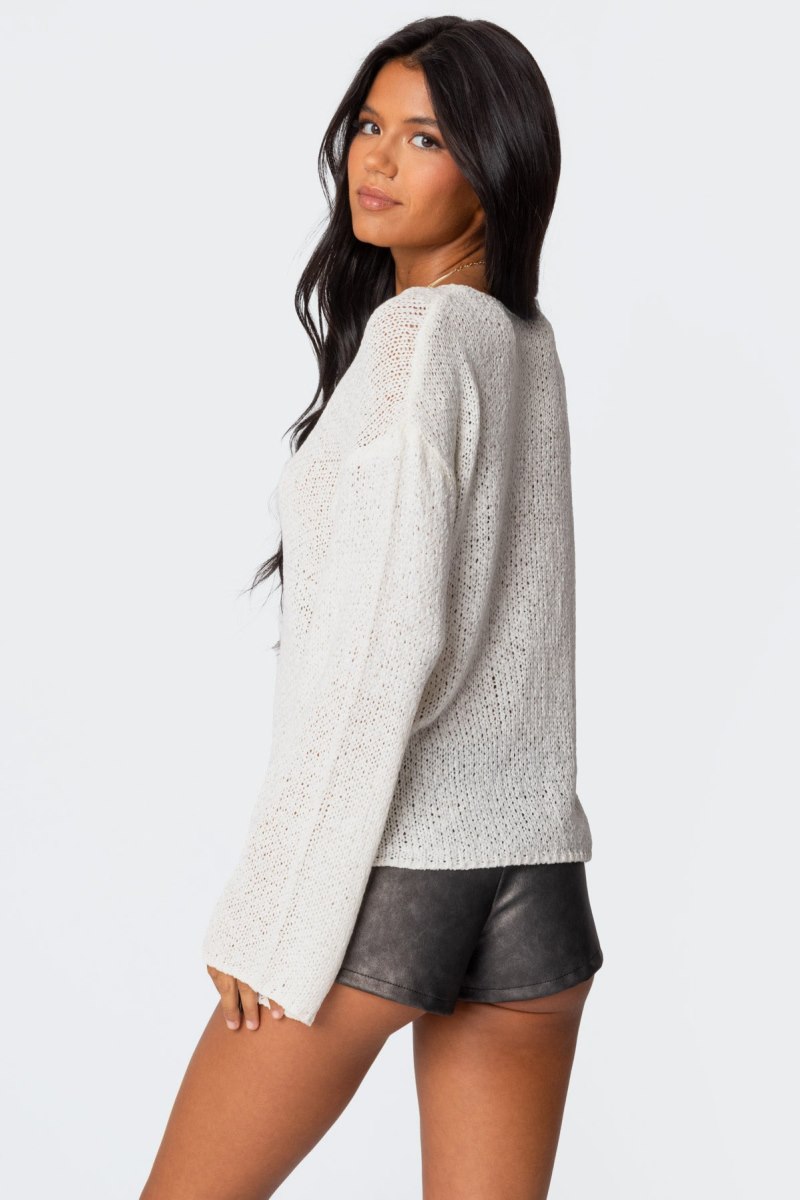 Edikted Drop Shoulder Light Knit Sweater Black | USA ZE944304H7