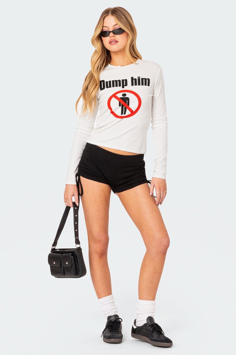 Edikted Dump Him Long Sleeve T Shirt Graphic Tops Cream | USA XW998229I5