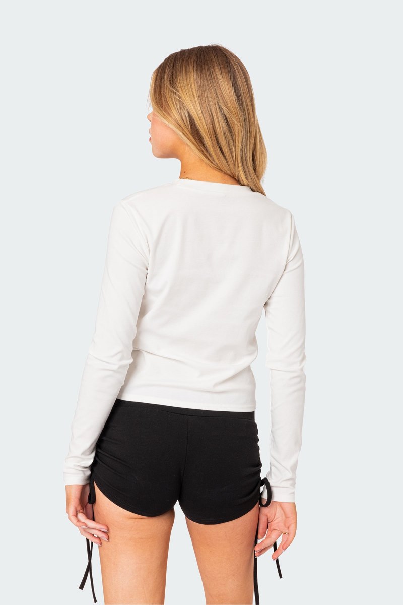 Edikted Dump Him Long Sleeve T Shirt Graphic Tops Cream | USA XW998229I5