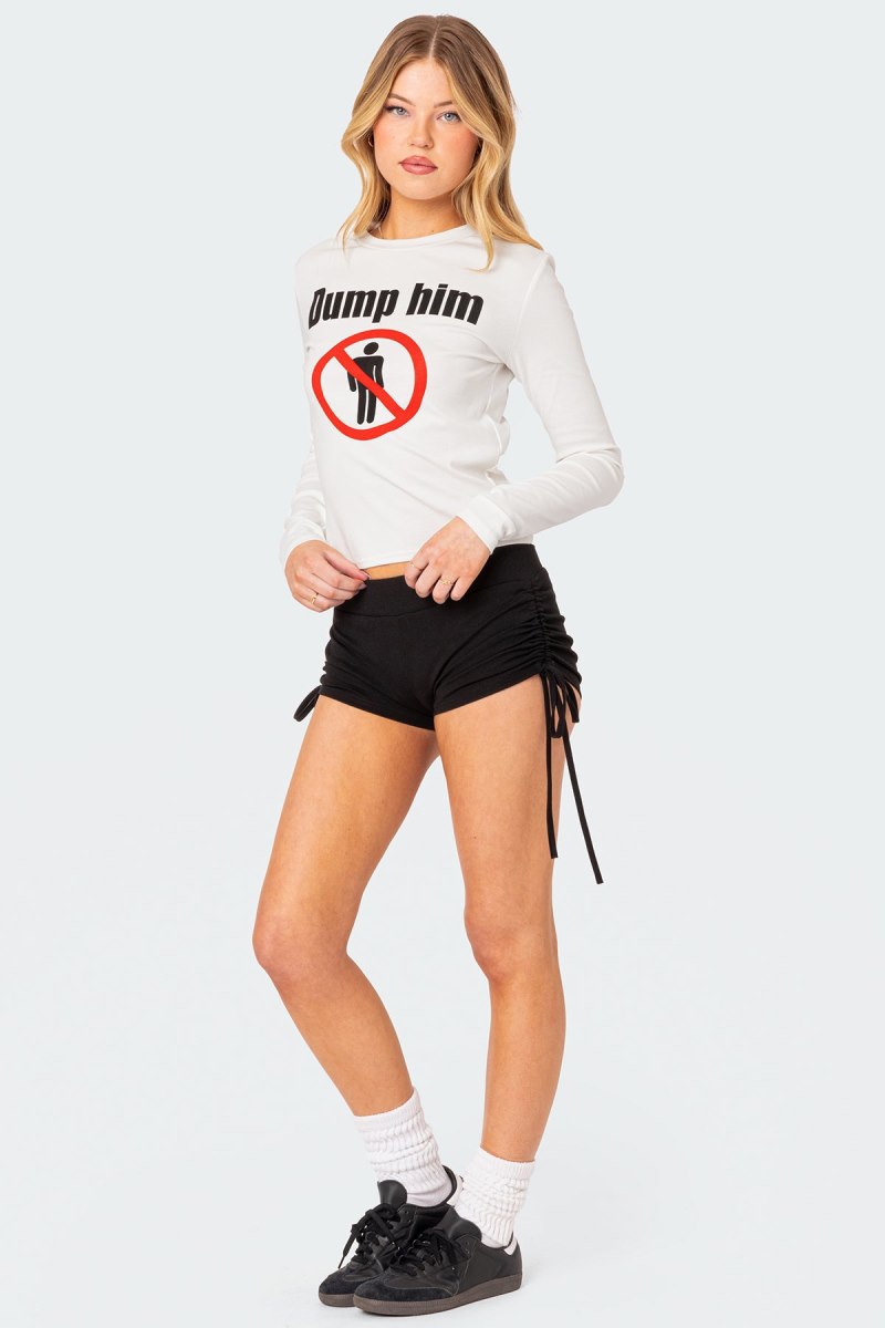 Edikted Dump Him Long Sleeve T Shirt Graphic Tops Cream | USA XW998229I5