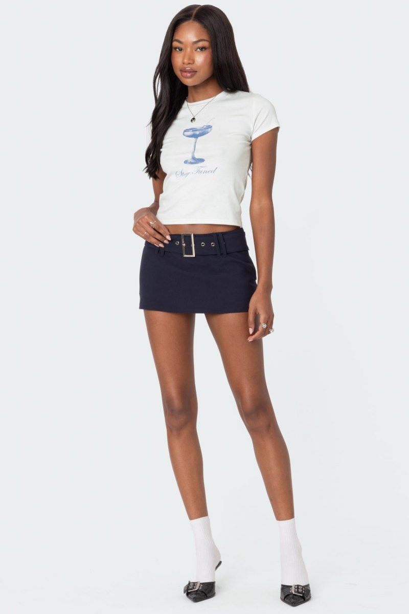 Edikted Duna Belted Mini Skorts Navy | USA EU395969E5