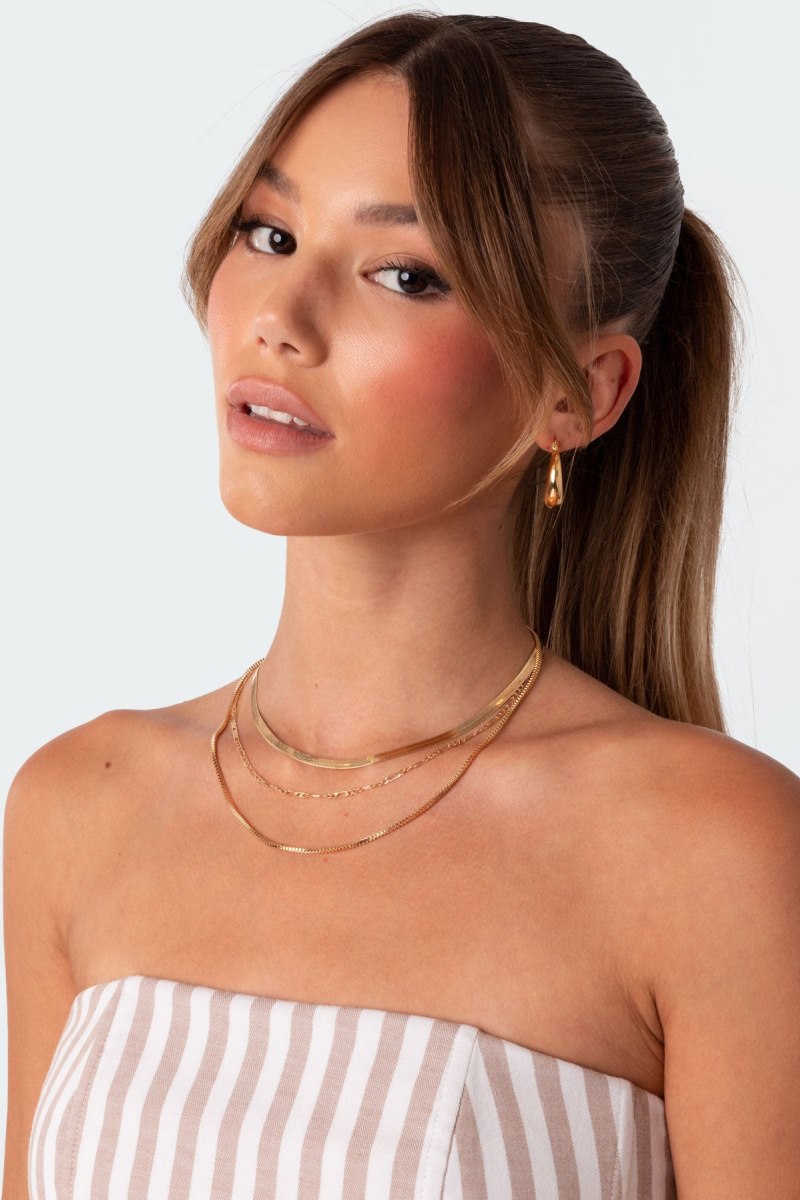 Edikted Eclectic Layered Necklaces Gold | USA IX316451V2