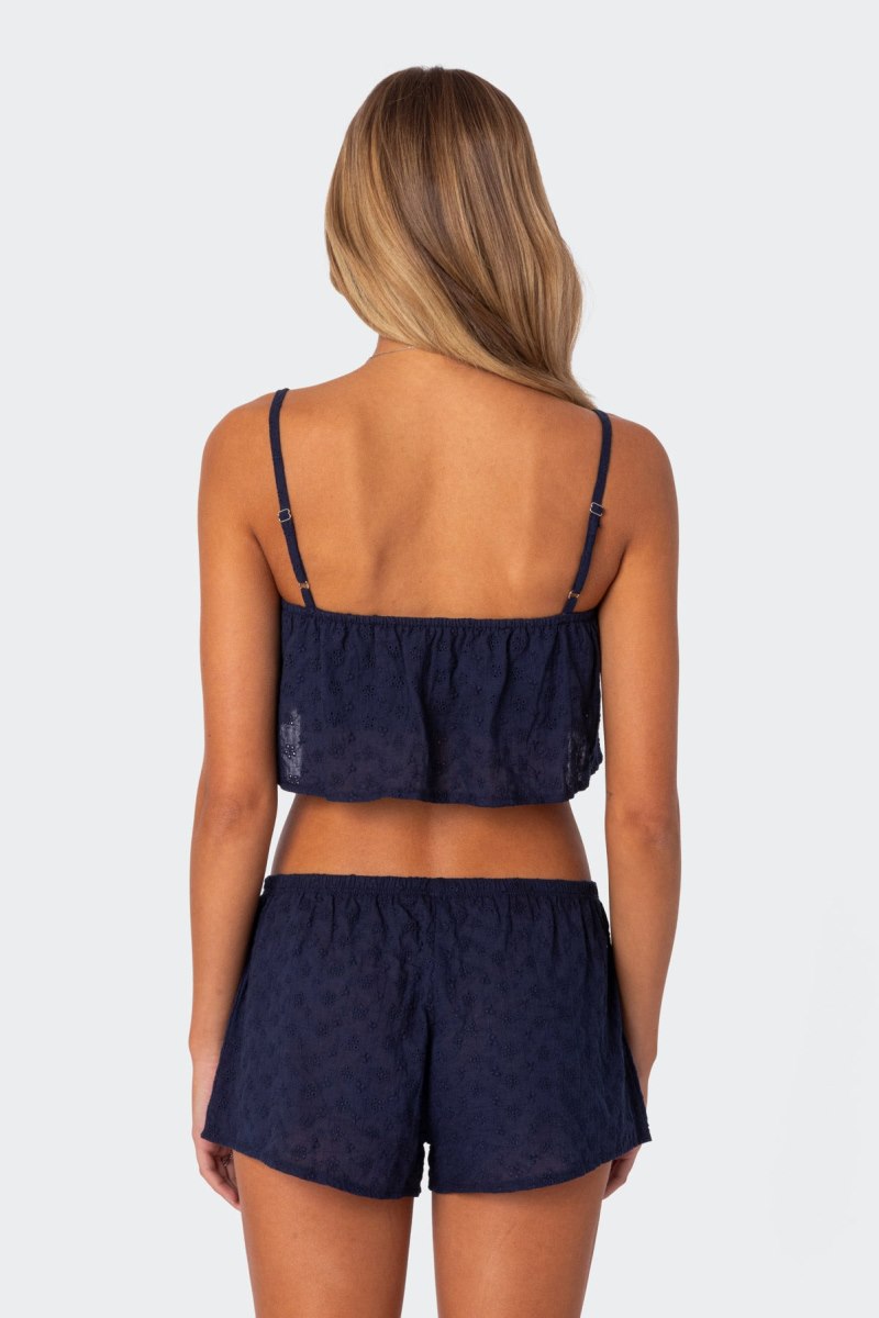Edikted Edan Eyelet Crop Tops Navy | USA CL794139P1