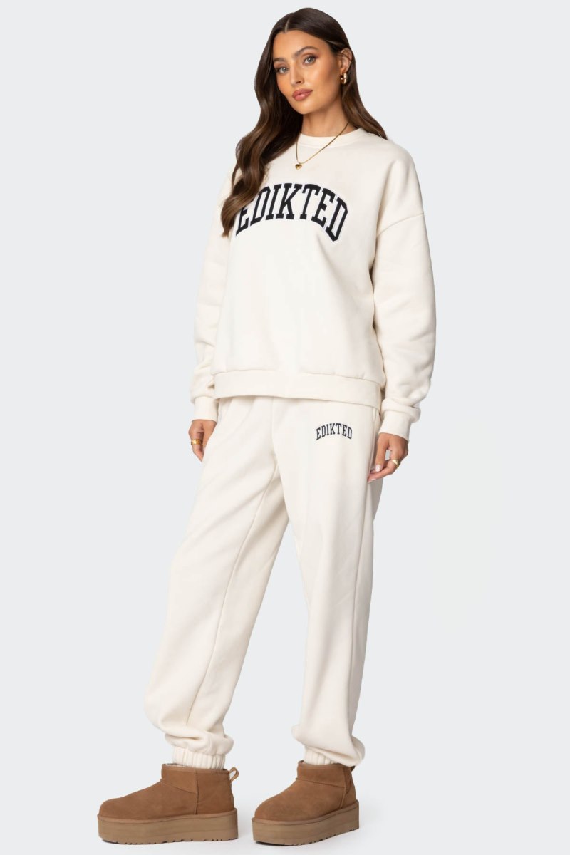 Edikted Edikted Babe Oversized Sweatpants Pants Cream | USA TG711261D7