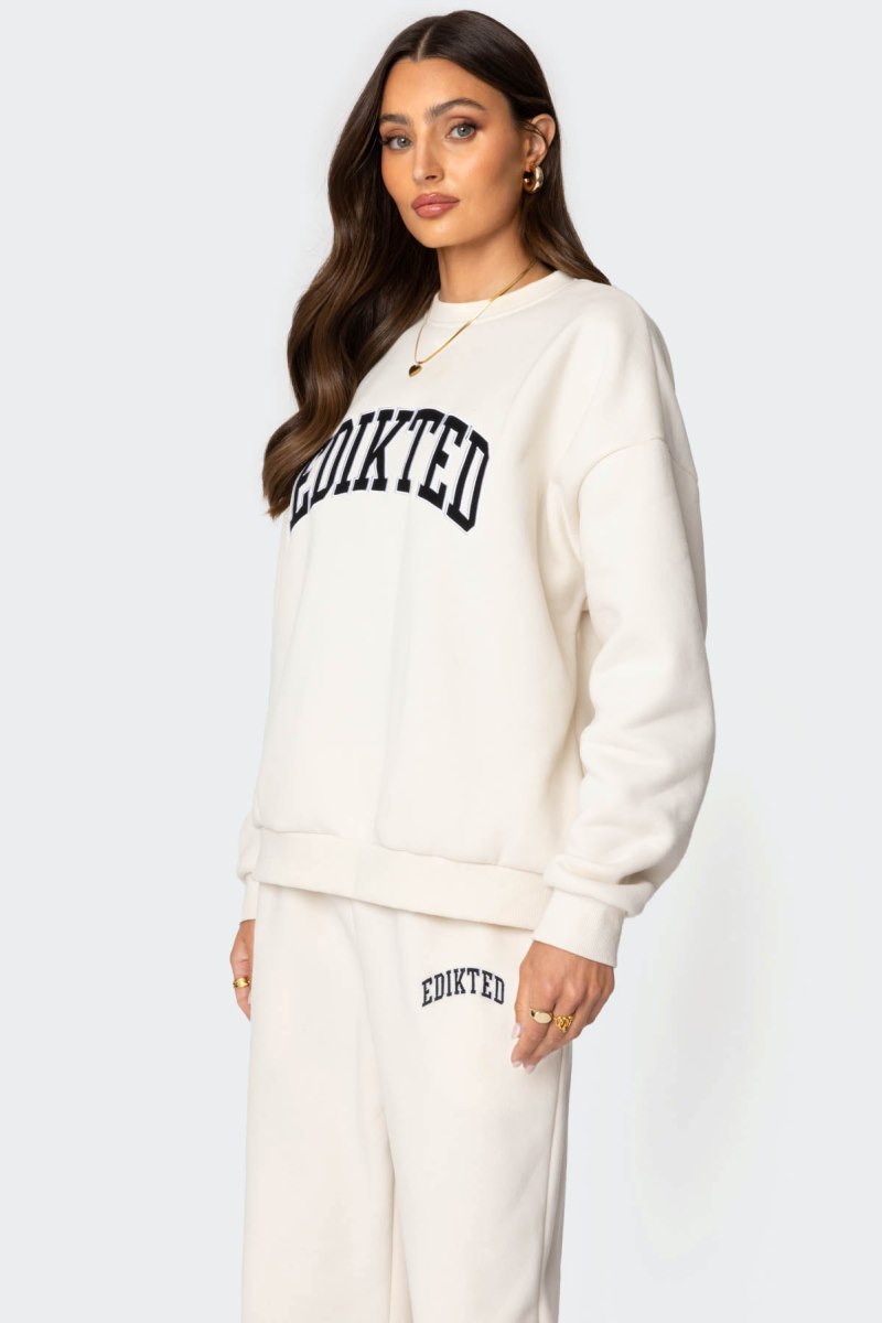 Edikted Edikted Babe Oversized Sweatshirts Cream | USA TH083738E8