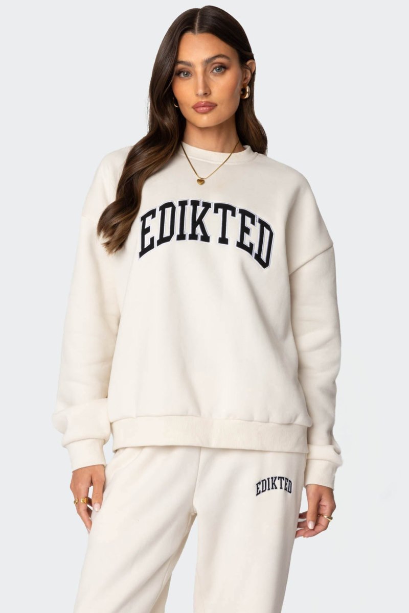 Edikted Edikted Babe Oversized Sweatshirts Cream | USA TH083738E8