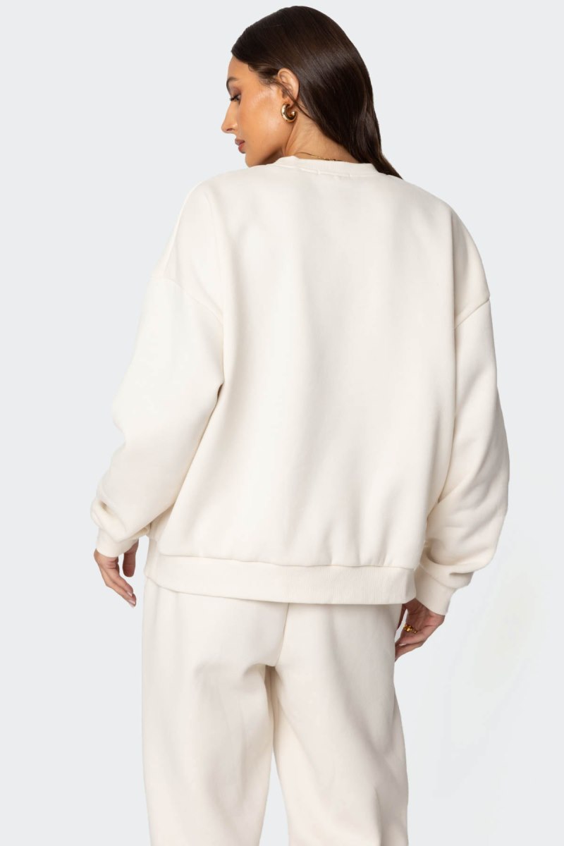 Edikted Edikted Babe Oversized Sweatshirt Long Sleeve Tops Cream | USA TI326052C7