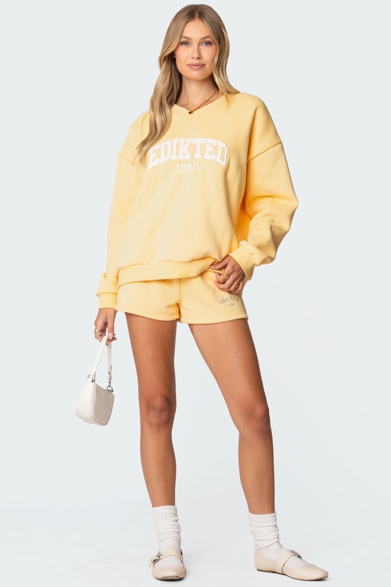 Edikted Edikted Girl Sweatshirt Long Sleeve Tops Yellow | USA KF129172E6