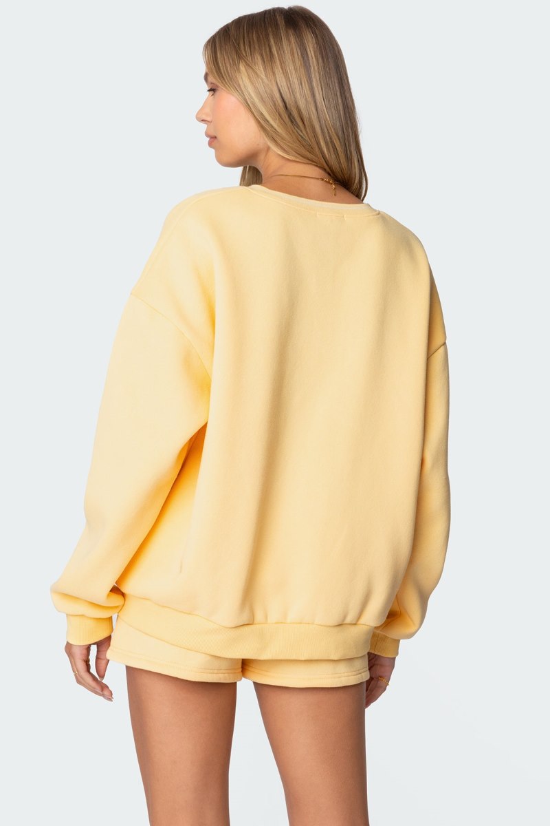 Edikted Edikted Girl Sweatshirt Long Sleeve Tops Yellow | USA KF129172E6
