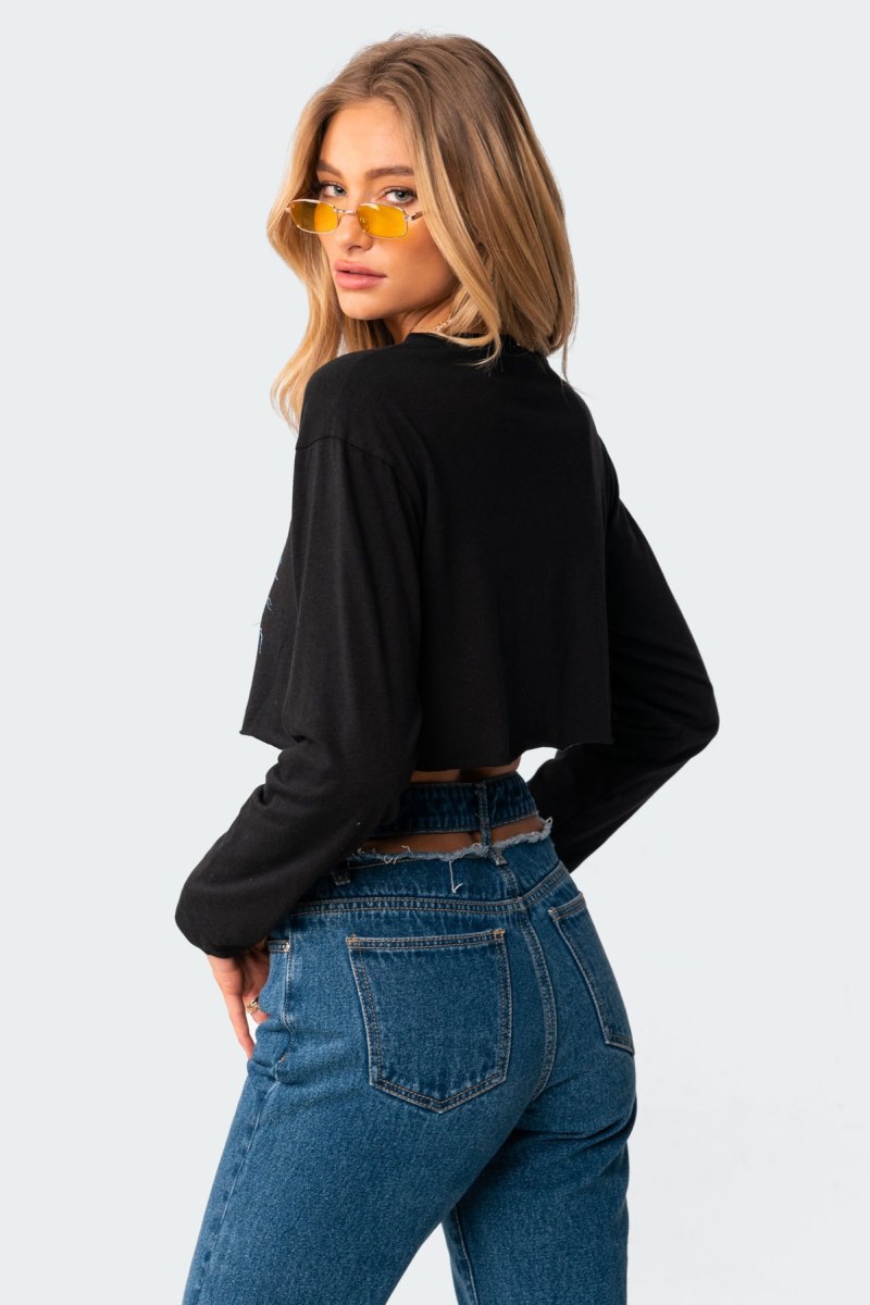Edikted Electric Goddess Graphic Tops Black | USA UI677107B3