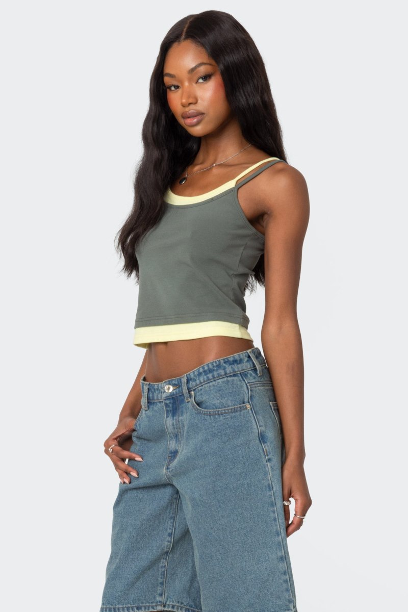 Edikted Element Layered Tank Top Light Pink | USA NL348344N0