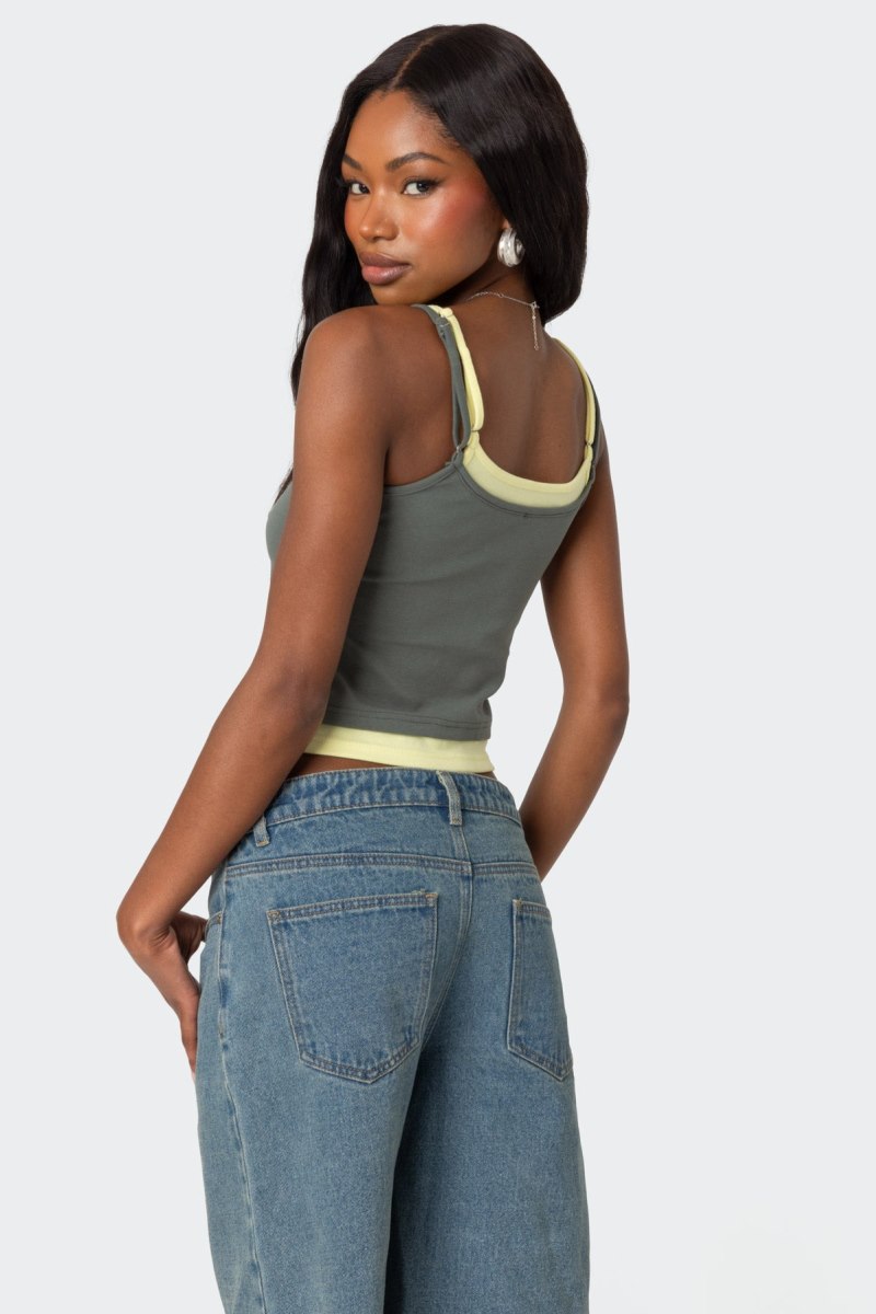 Edikted Element Layered Tank Top Light Pink | USA NL348344N0