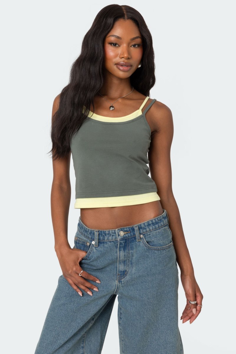 Edikted Element Layered Tank Top Light Pink | USA NL348344N0