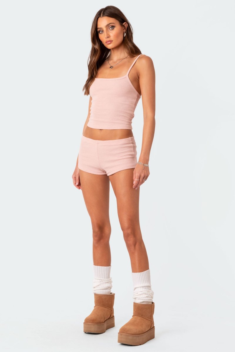 Edikted Ella Waffle Tank Top Light Pink | USA TY878657G2