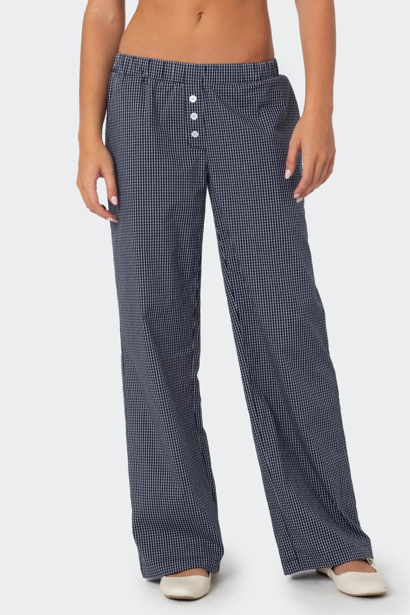 Edikted Ellery Checkered Pants Navy | USA EA939693N9